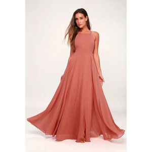 Lulus Mythical Kind of Love Rusty Rose Maxi Dress